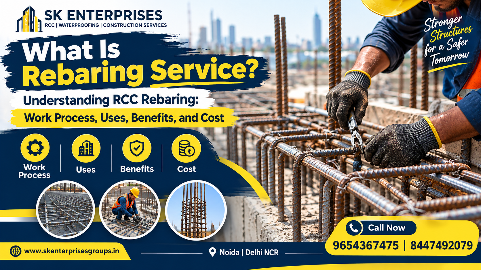 Read more about the article What Is Rebarring Service? Understanding RCC Rebarring: Work Process, Uses, Benefits, and Cost