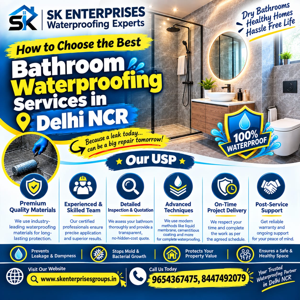 Read more about the article How to Choose the Best Bathroom Waterproofing Services in Delhi NCR