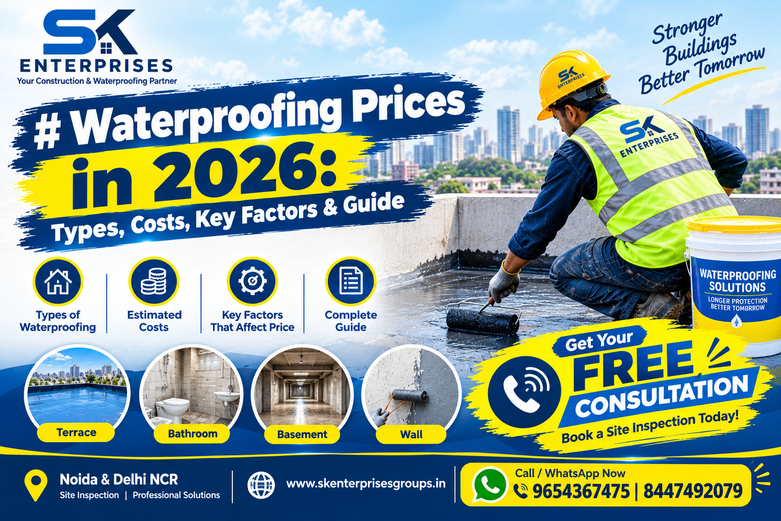 You are currently viewing Waterproofing Prices in 2026: Types, Costs, Key Factors & Guide